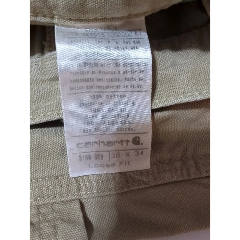 Carhartt Mens 38x34 Dark Khaki Loose Fit Canvas Carpenter 36x32 B159 GKH